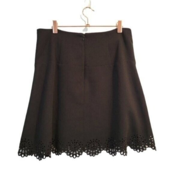 Loft | Scalloped Hem A line Lazer Cut out Skirt Black - Picture 2 of 9